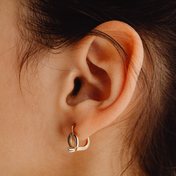 Oreja con un aro pequeño recién puesto